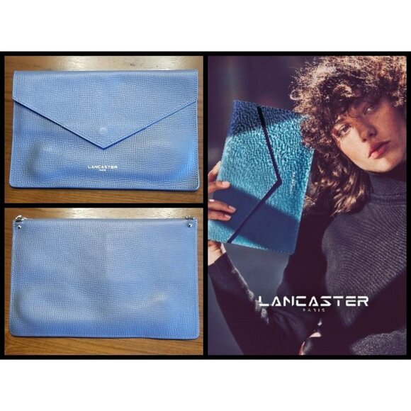💕LANCASTER PARIS💕 Leather Envelope Clutch Xbody - Picture 1 of 15